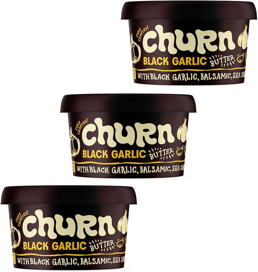 Churn Black Garlic Butter, Flavored Butter Churned with Organic Grass Fed (5.5oz, Pack of 3) - No... | Amazon (US)