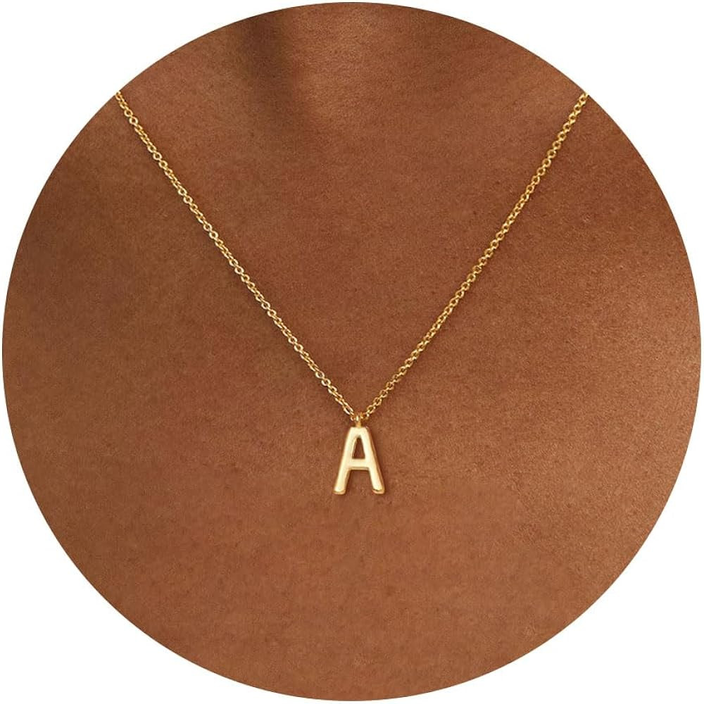 HANLI Initial Necklaces for Women - 14k Gold Plated Dainty Letter Necklace Alphabet A-Z Necklace ... | Amazon (US)