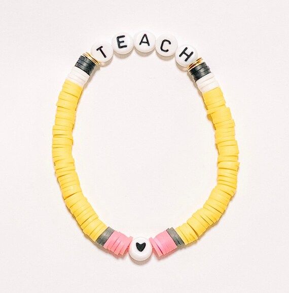 Teacher Pencil Beaded Bracelet | Etsy (US)