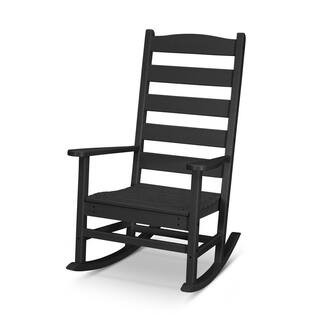 POLYWOOD Shaker Black Plastic Outdoor Rocking Chair | The Home Depot