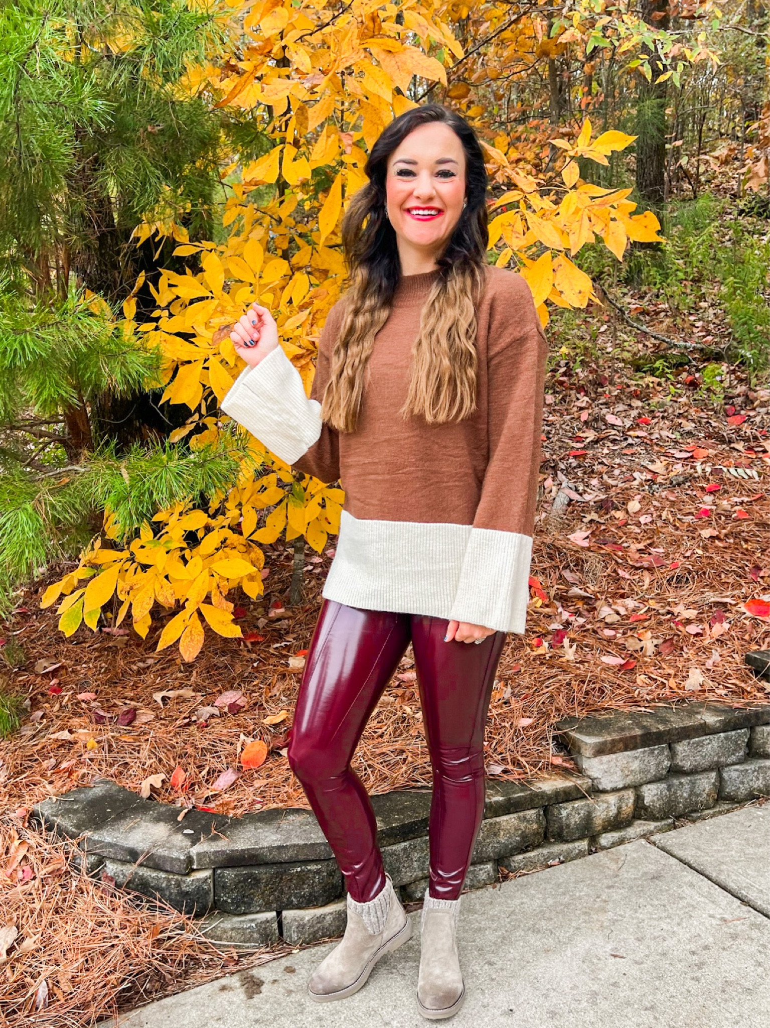 Thanksgiving outfits // holiday outfits // Christmas looks // Red Dress sweater fits tts // spanx leather leggings // comfortiva boots 

#LTKSeasonal #LTKstyletip #LTKHoliday