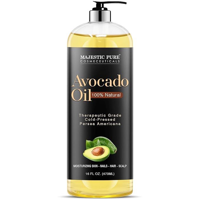 Majestic Pure Avocado Oil for Hair and Skin - 100% Pure and Natural, Cold-Pressed, for Skin Care,... | Amazon (US)