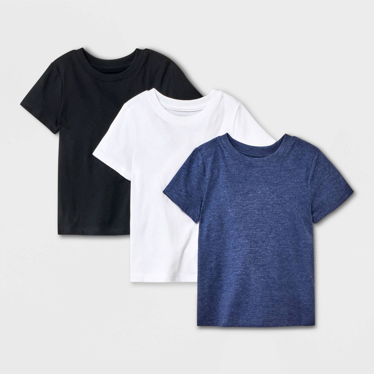 Toddler Boys' 3pk Short Sleeve T-Shirt - Cat & Jack™ Black/Navy Blue/White | Target