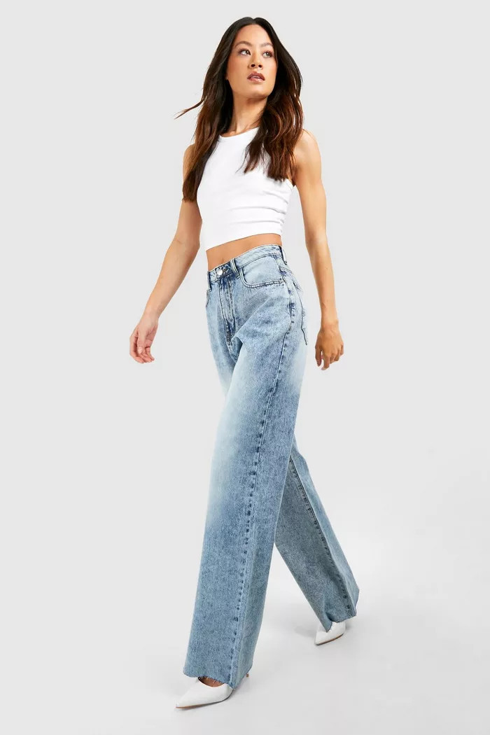 Tall Raw Fray Hem Straight Leg Jeans | boohoo (US & Canada)