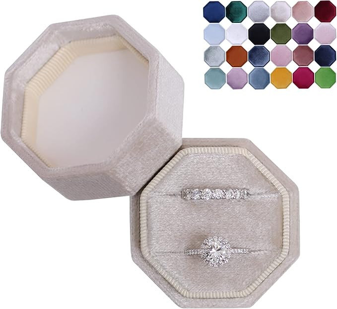 BLUTETE Velvet 2 Slots Jewelry Ring Box Engagement Wedding Box Keepsake Box Bridal Photo Ring Dou... | Amazon (US)