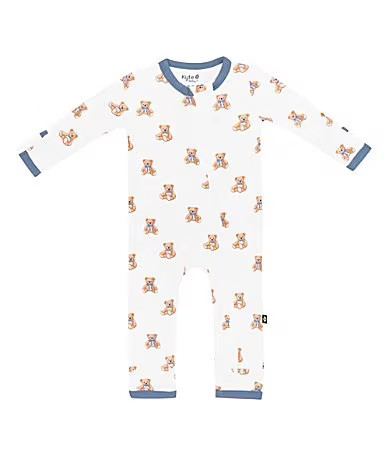 Kyte BABY Baby Boys Bamboo Teddy Bear Print Zip Front Coverall - Newborn | Dillard's
