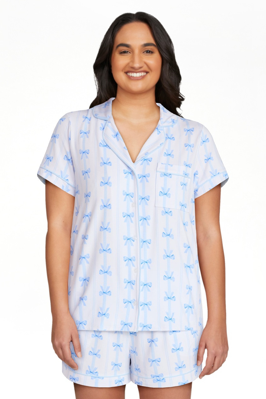 Joyspun Women’s Dreamy Soft Collection Bridal Short Sleeve Knit Notch Collar Top and Shorts Paj... | Walmart (US)