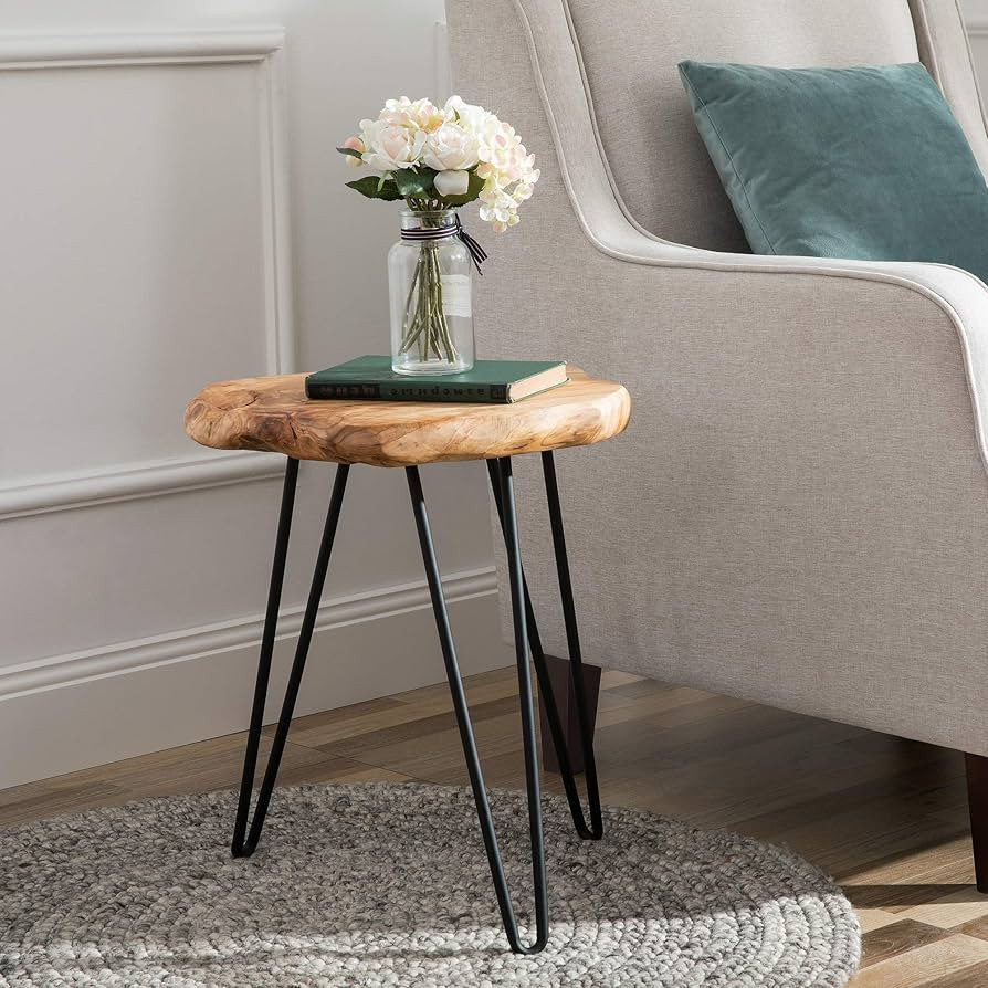 Greenage Cedar Roots Live Edge Small Side Table 12" x 13.5" x 17.4" Height Natural Wood End Table... | Amazon (US)