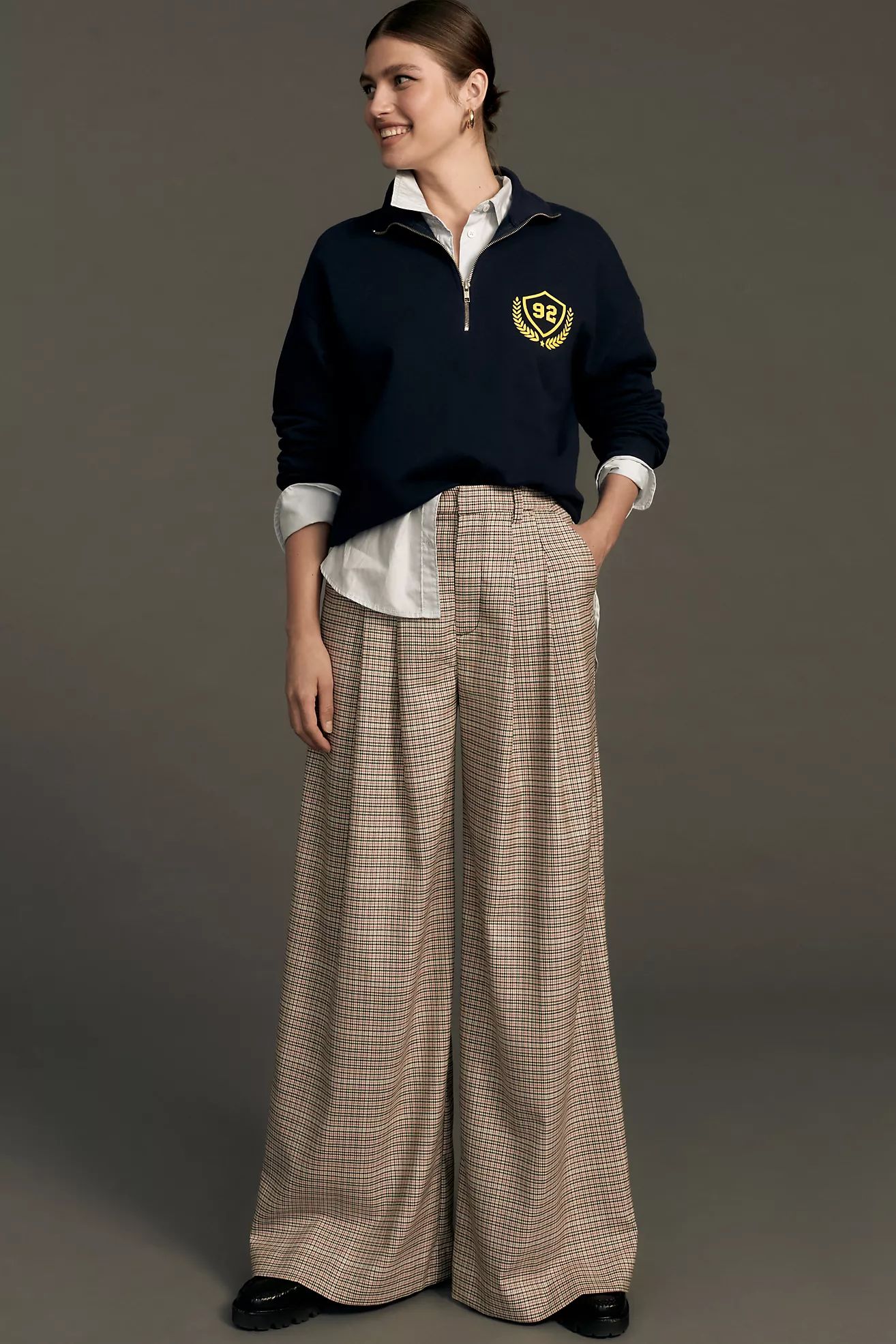 The Avery Pleated Wide-Leg Trousers by Maeve: Plaid Edition | Anthropologie (US)