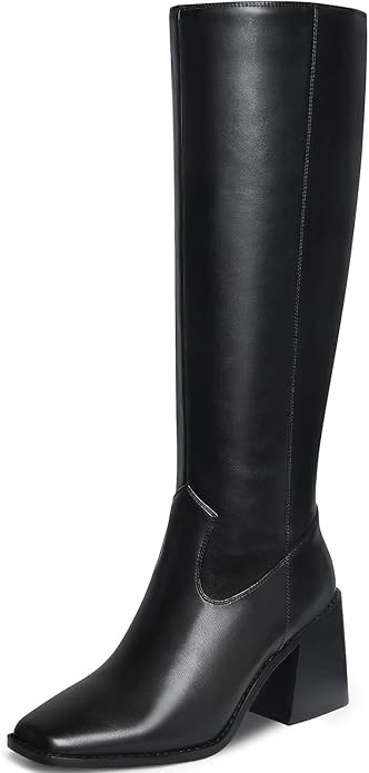 MUCCCUTE Knee High Boots for Women - Square Toe Chunky Block Heel Boots with Side Zipper Pull On ... | Amazon (US)