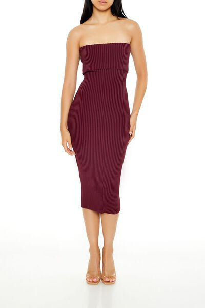 Foldover Tube Midi Sweater Dress | Forever 21