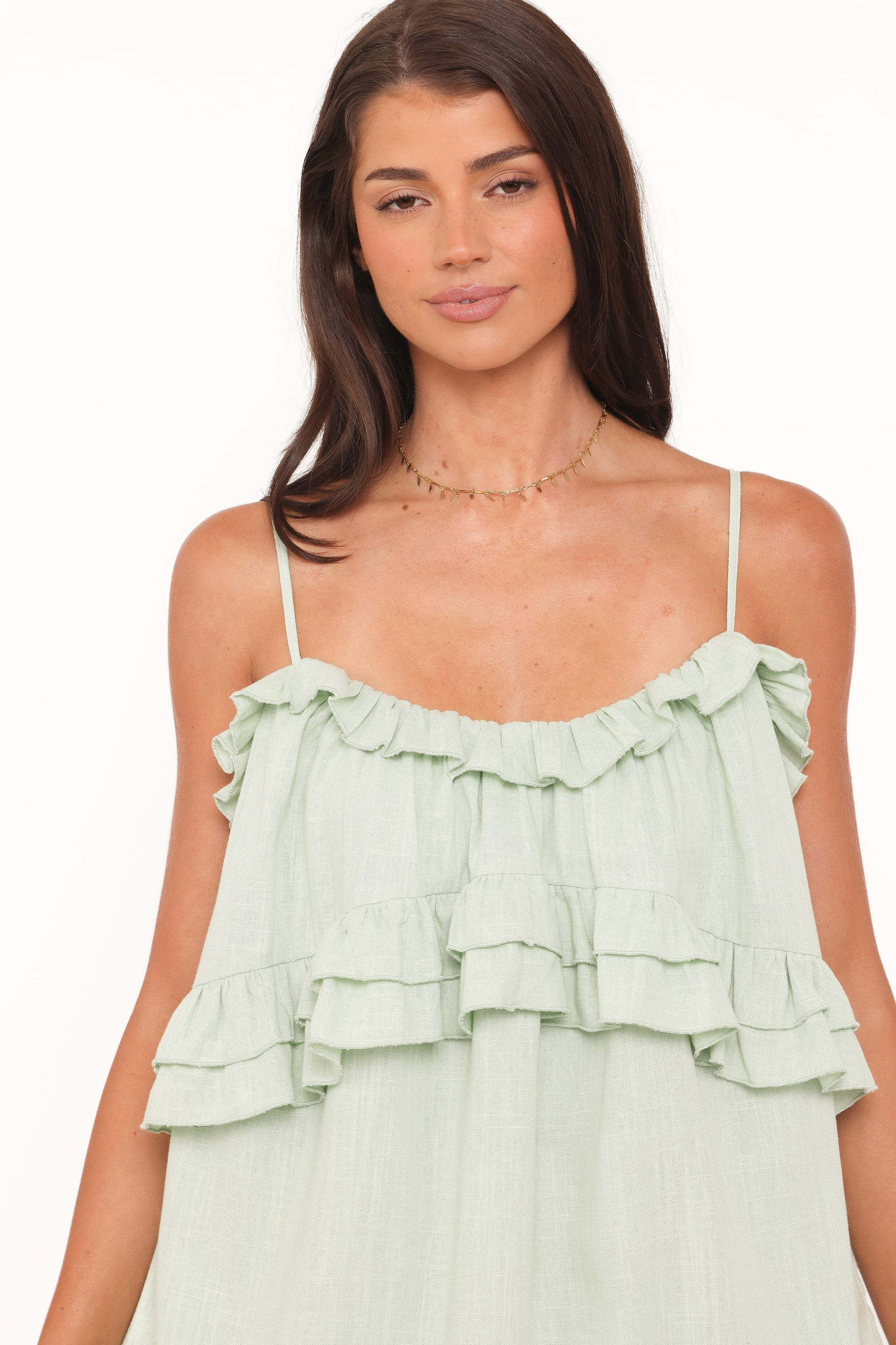 Angie Ruffle Mini Dress - Jade | Petal & Pup (US)