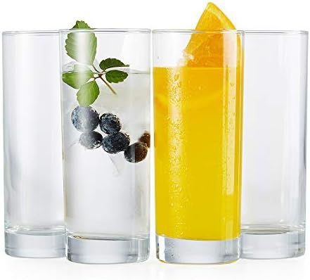 Highball Cocktails Glass Clear Tall Bar Ware with Heavy Base and Non-Lead Crystal for Drinking Ju... | Amazon (US)