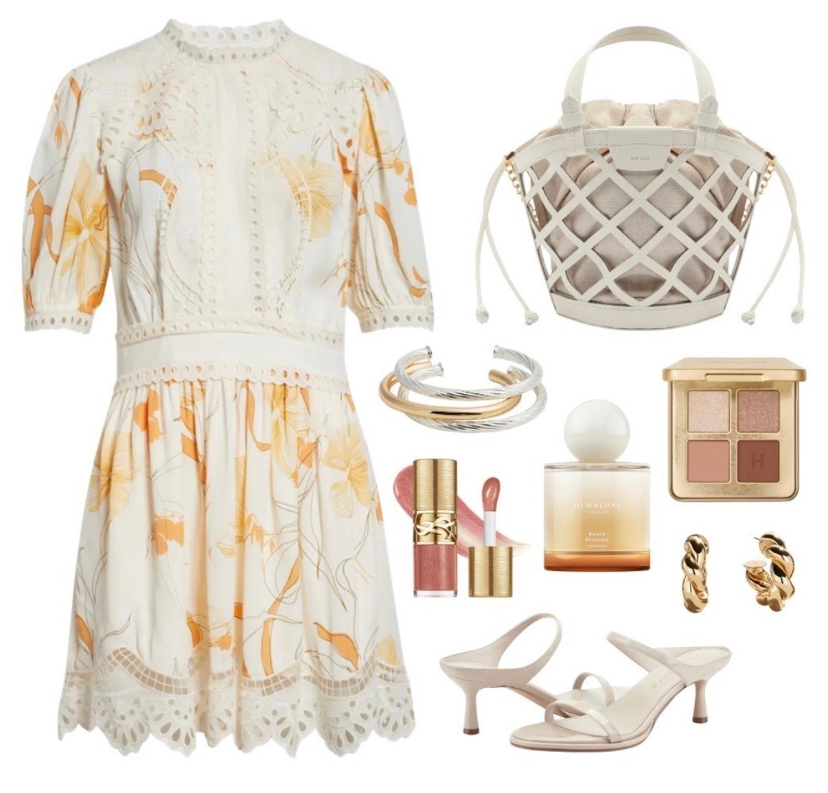 Summer outfit 
Spring outfit 
Floral dress
Dress
White bag
Bangles 
Spring outfit
Shower outfit 

#LTKSeasonal