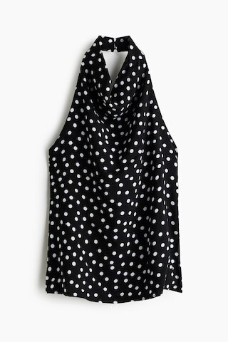 H & M - Viscose Halterneck Top - Black/Polka Dot | H&M (US + CA)