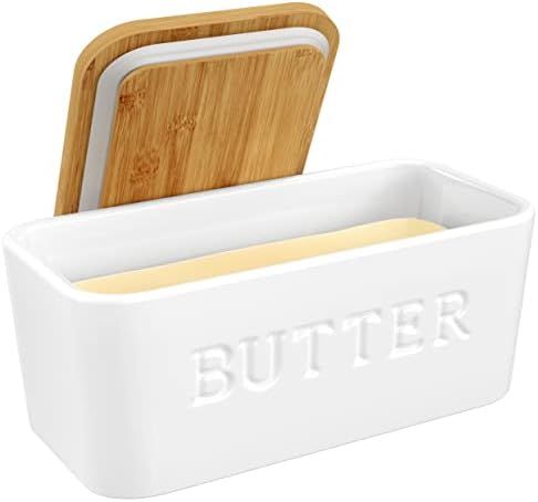 PriorityChef Large Butter Dish with Lid for Countertop, Ceramic Butter Container With Airtight Cover | Amazon (US)