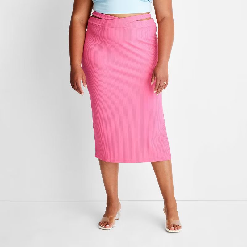 Women's Cross Waist Rib-Knit Midi Skirt - Future Collective™ with Alani Noelle | Target