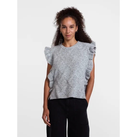 Scenario Women's Ruffle Sweater Vest, Sizes S-XXXL | Walmart (US)