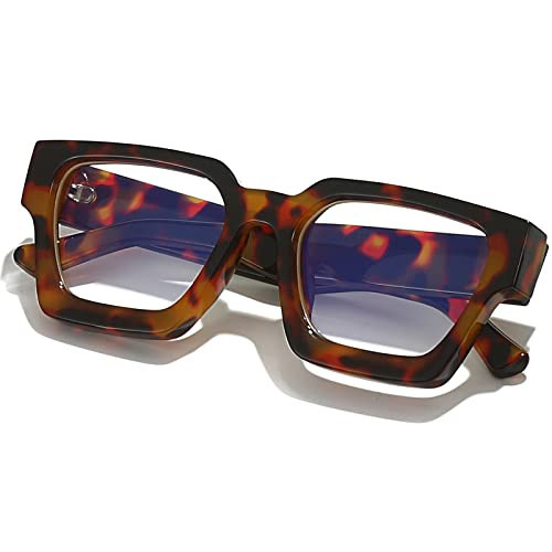 AIEYEZO Square Thick Frame Glasses for Women Men Fashion Blue Light Glasses Trendy Chic Computer Eyeglasses (Tortoise) | Amazon (US)