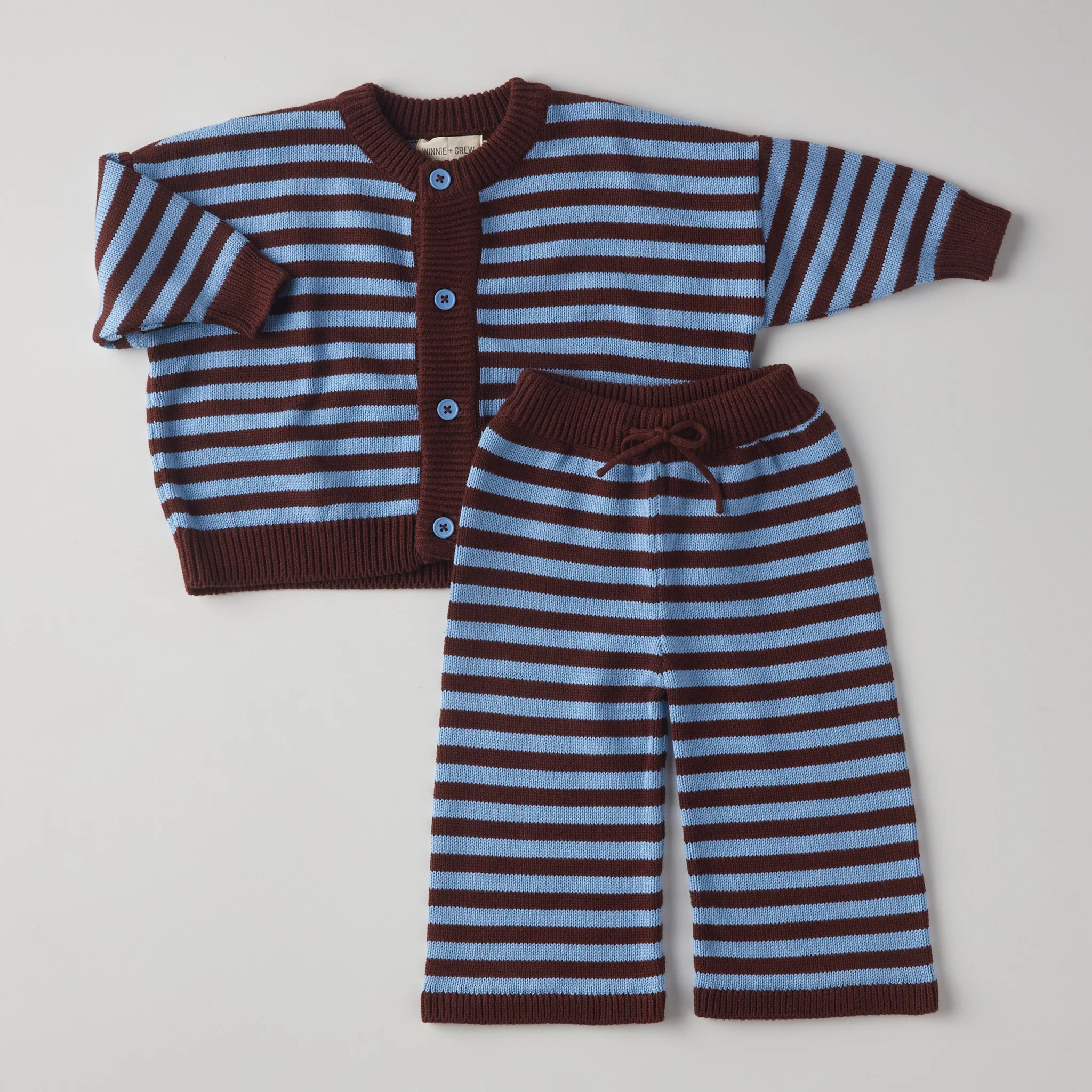 Finley Set in Bitter Chocolate Stripe | Winnie and Crew