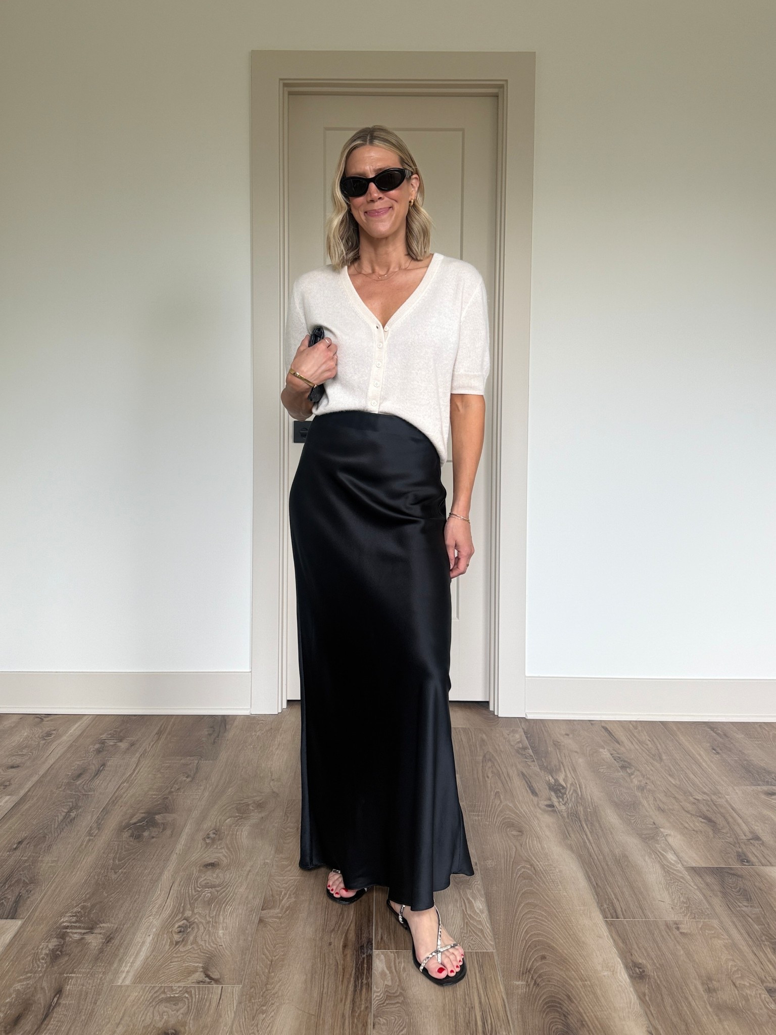 Wearing small silk skirt, medium cashmere cardigan 

@Quince #quincepartner

#LTKootd #LTKOver40 #LTKgrwm