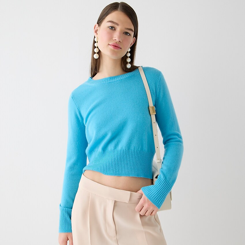 Cropped cashmere crewneck sweater | J. Crew US