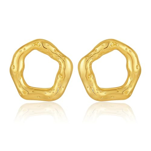 Chunky Gold Earrings, Gold Statement Drop Stud Earrings Trendy | Thick Oval, Geometric, Square, C... | Amazon (US)