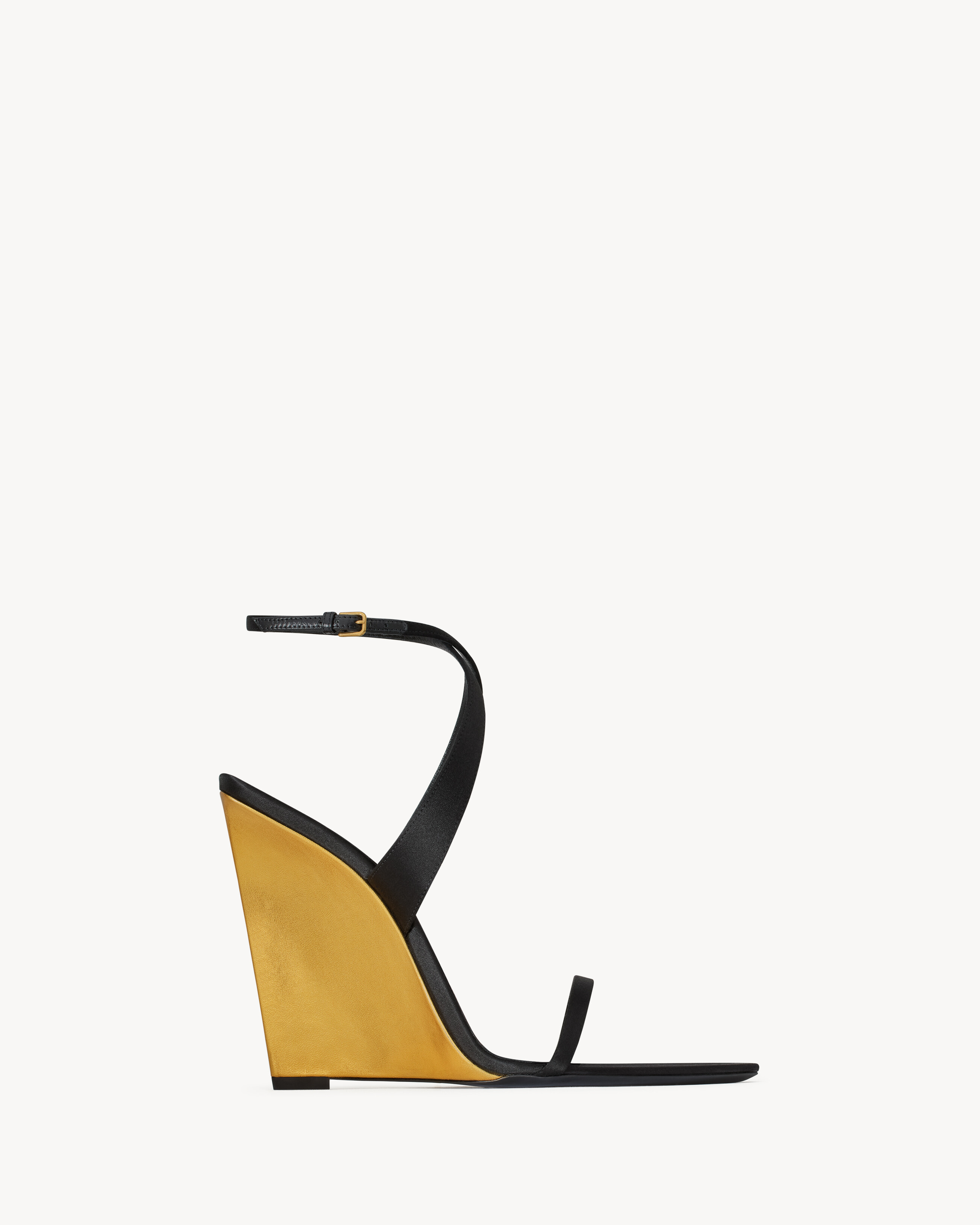 salomé wedges in satin crepe and metallic leather | Saint Laurent Inc. (Global)