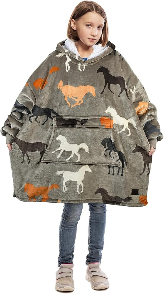 Catalonia Blanket Hoodie for Kids, Oversized Wearable Sherpa Sweatshirt Pullover for Teens Youth,... | Amazon (US)