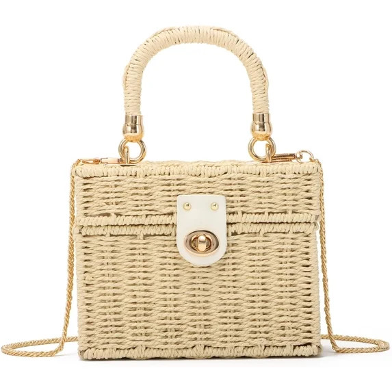 Esunarty Derby Women’s Rattan & Straw Tote Bag, Beige | Walmart (US)