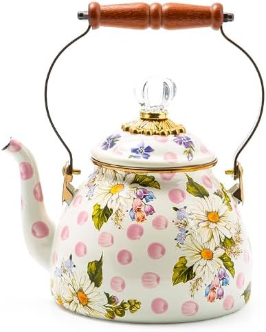 MACKENZIE-CHILDS Enamel Tea Kettle, Cute Kitchen Kettle for Stovetop, 2-Quart Capacity, Pink Wild... | Amazon (US)