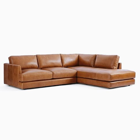 Haven Leather 2-Piece Bumper Chaise Sectional (108") | West Elm (US)