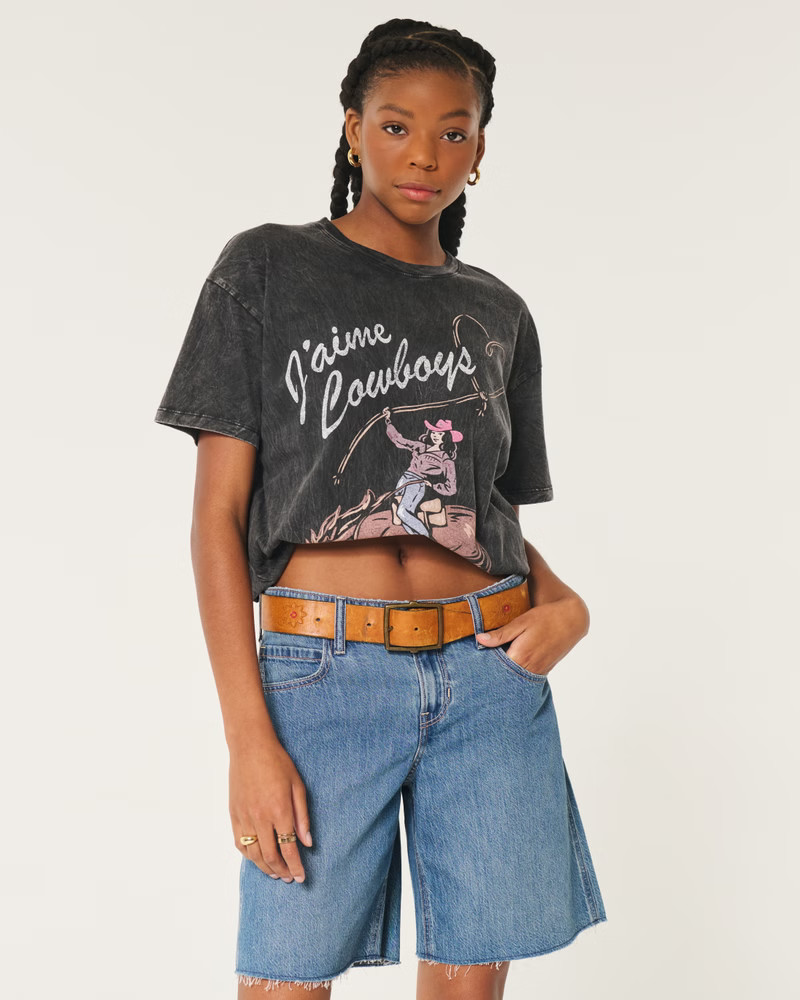 Oversized J'aime Cowboys Graphic Tee | Hollister (US)