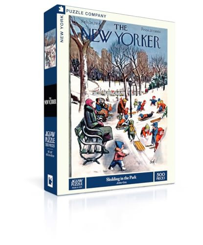 New York Puzzle Company - New Yorker Sledding in the Park - 500 Piece Jigsaw Puzzle for Family Game Nights by Arthur Getz | Amazon (US)