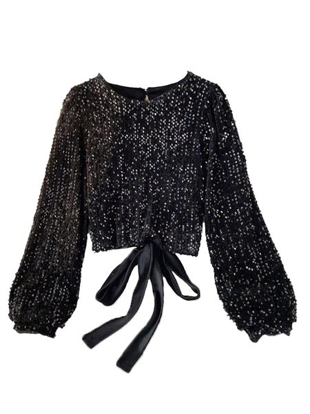 'Mary' Open Back Round Neck Sequin Top (2 Colors) | Goodnight Macaroon