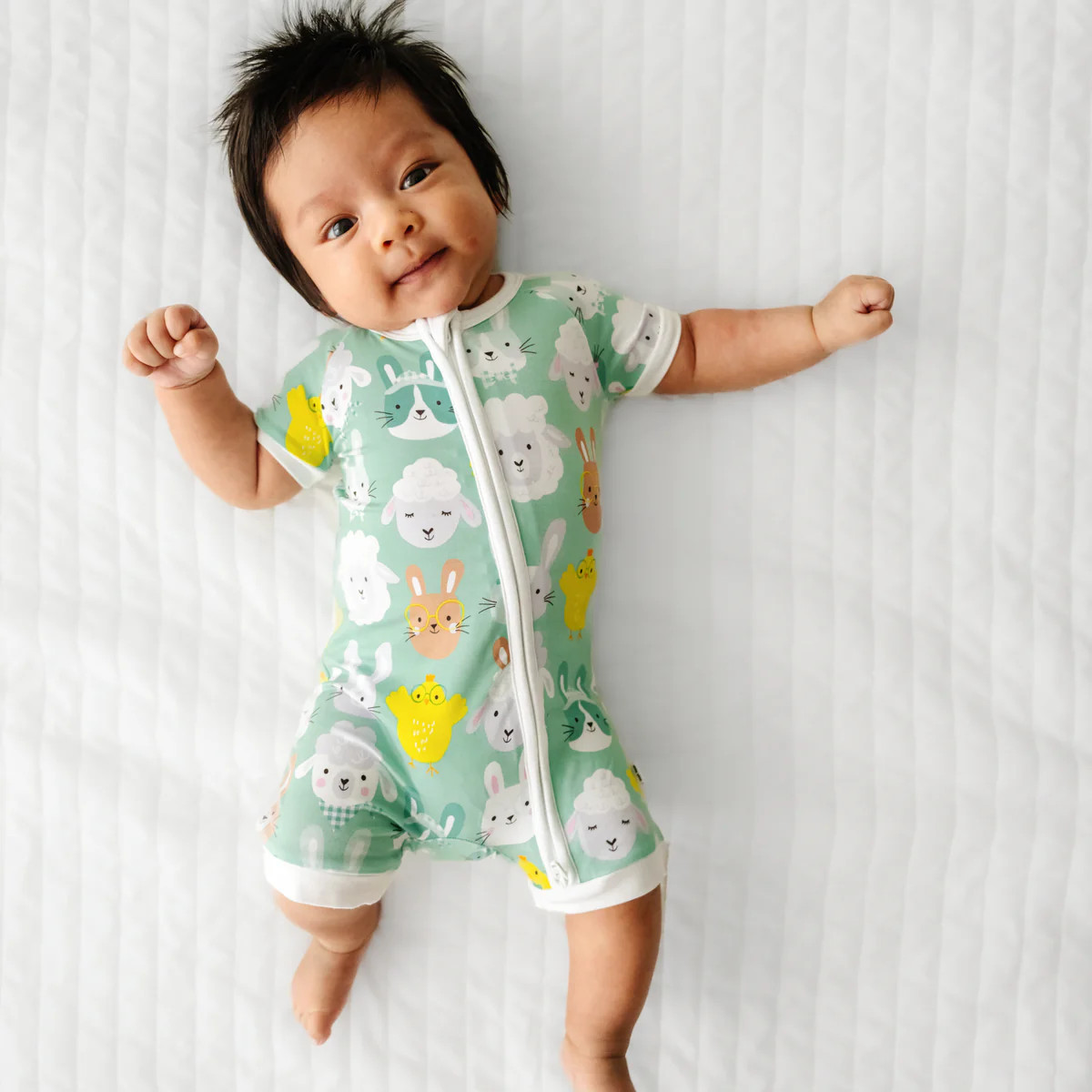 Aqua Pastel Parade Shorty Zippy | Little Sleepies