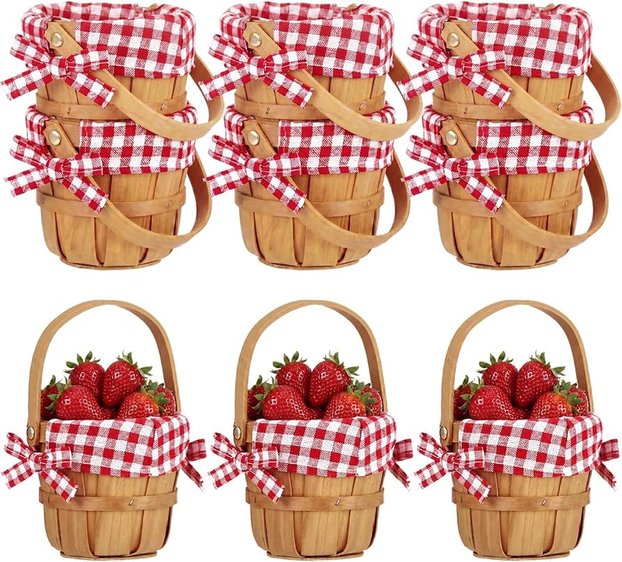 Geelin 6 Pcs Mini Picnic Basket with Handle, Small Woven Baskets Farmhouse 4.72 X3.94in Miniature... | Amazon (US)