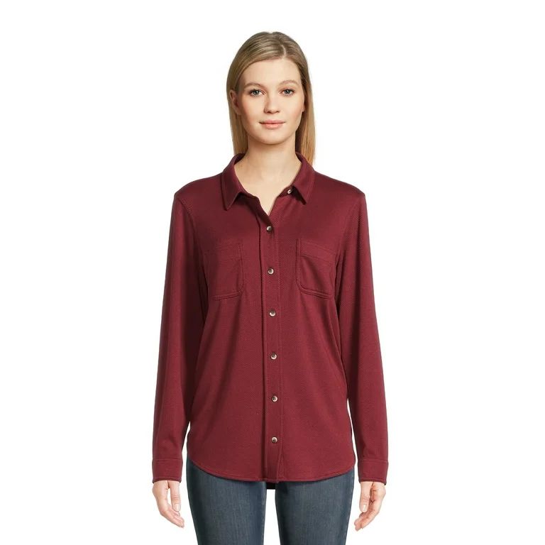 Time and Tru Women's Cozy Button Front | Walmart (US)