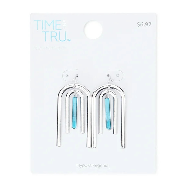 Time and Tru Silver Tone U Drop Earrings | Walmart (US)