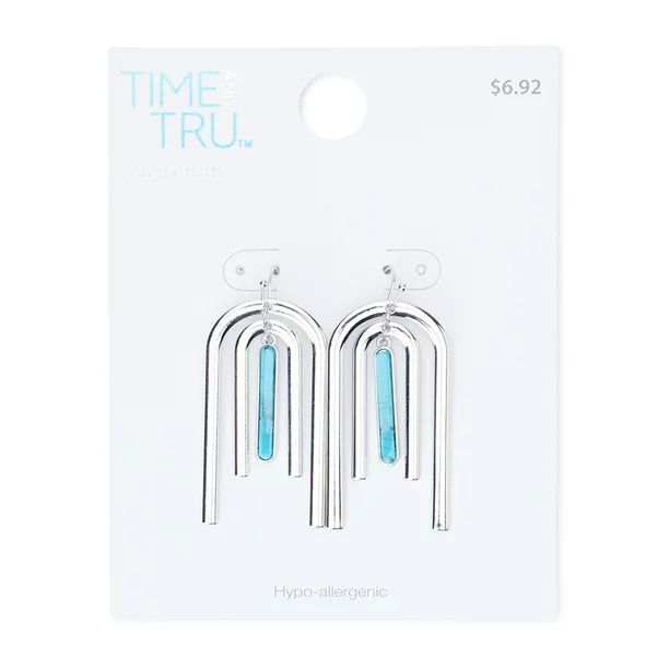 Time and Tru Silver Tone U Drop Earrings | Walmart (US)
