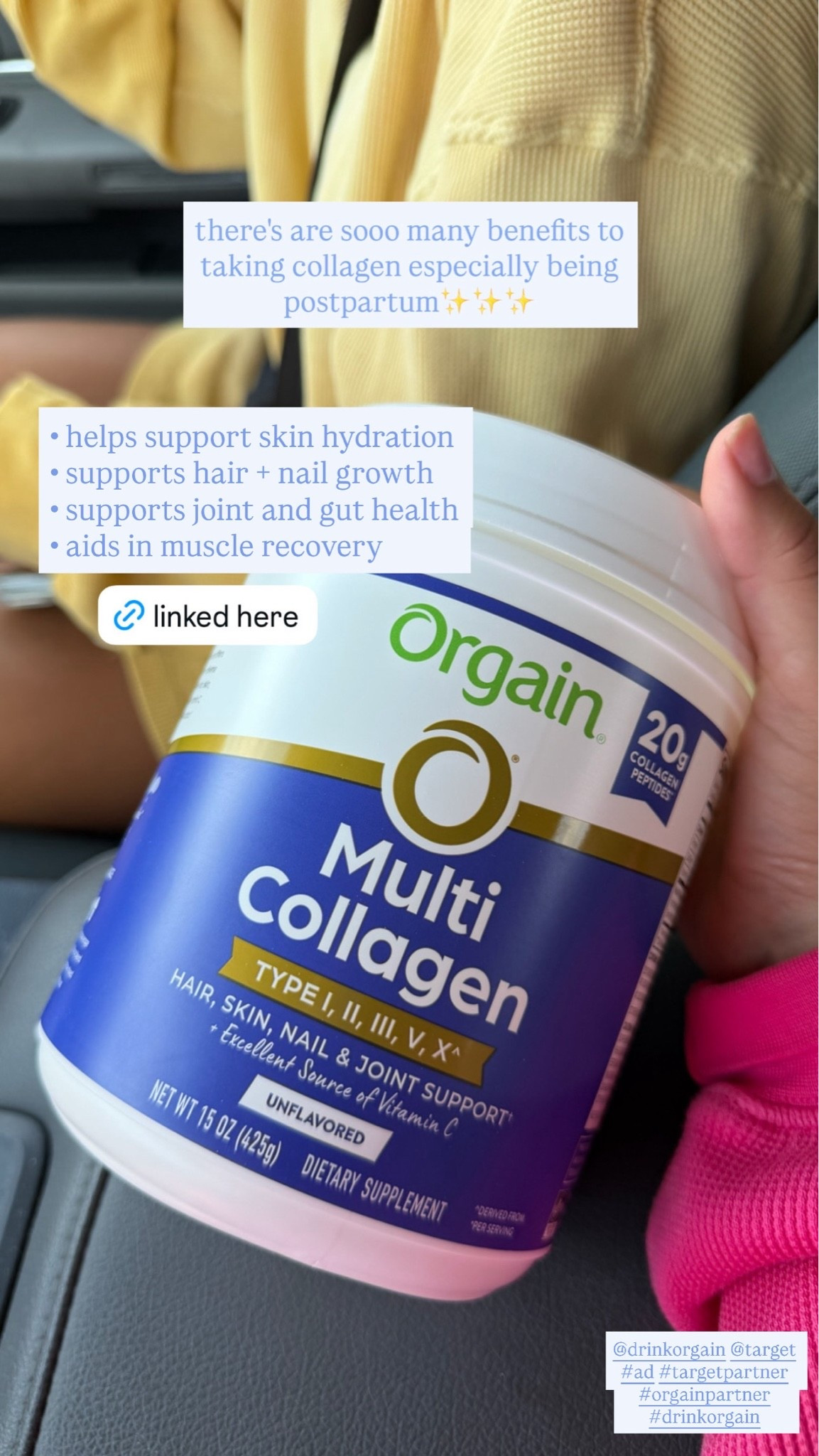 #ad I have been sticking to my @drinkorgain collagen from @Target! So many benefits #targetpartner #orgainpartner #drinkorgain