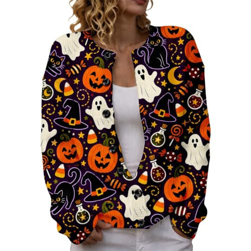 Sfascumop Halloween Costumes For Women,Halloween Costumes For Women Sweaters Casual Knitted Cardigan Pullover Cute Pumpkin Graphic Fall Button Down Tops Dark Purple 01 XXXXXL | Amazon (US)