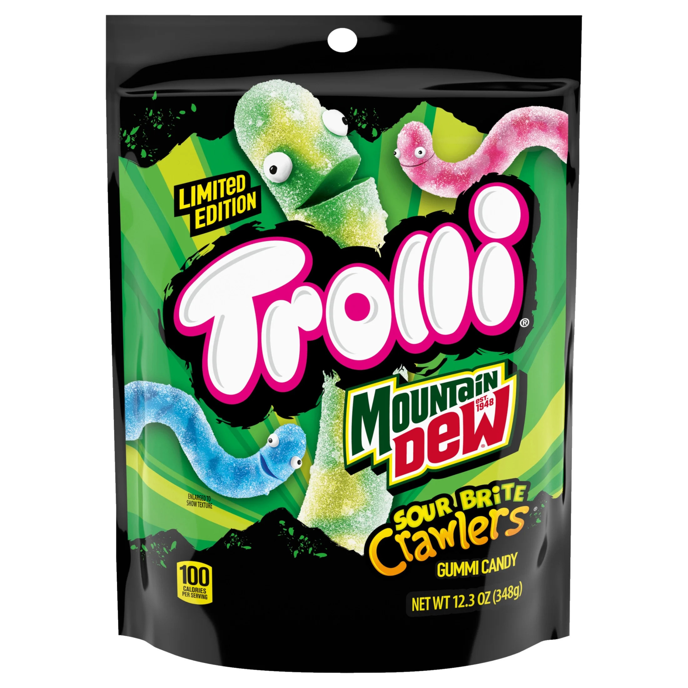 Trolli x Mountain Dew Sour Brite Crawlers Gummy Worm Candy, 12.3 oz Bag - Walmart.com | Walmart (US)