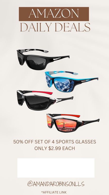 Amazon Daily Deals
Sports sunglasses pack of 4

#LTKActive #LTKKids #LTKSaleAlert