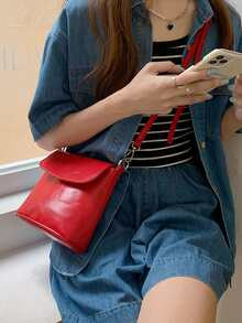 Mini Neon-Red Flap Bucket Bag
   SKU: sg2208022180158981      
          (3 Reviews)
            ... | SHEIN