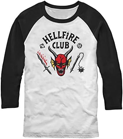 Stranger Things Men's Standard Hellfire Club Young 3/4 Sleeve Raglan Tee | Amazon (US)