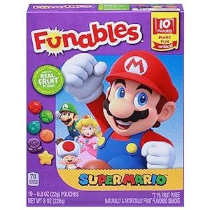 Funables Fruit Snacks, Super Mario Shaped Fruit Flavored Snacks, 0.8 ounce Pouches (Pack of 10) | Amazon (US)