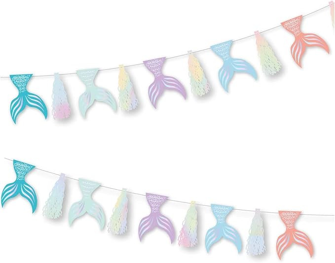 Amscan 9914394 - Mermaid Tales Pastel Tassel Banner Garland Decoration - 2.1m | Amazon (US)