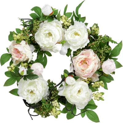 20" Peony Wreath Color: Blush | Wayfair North America