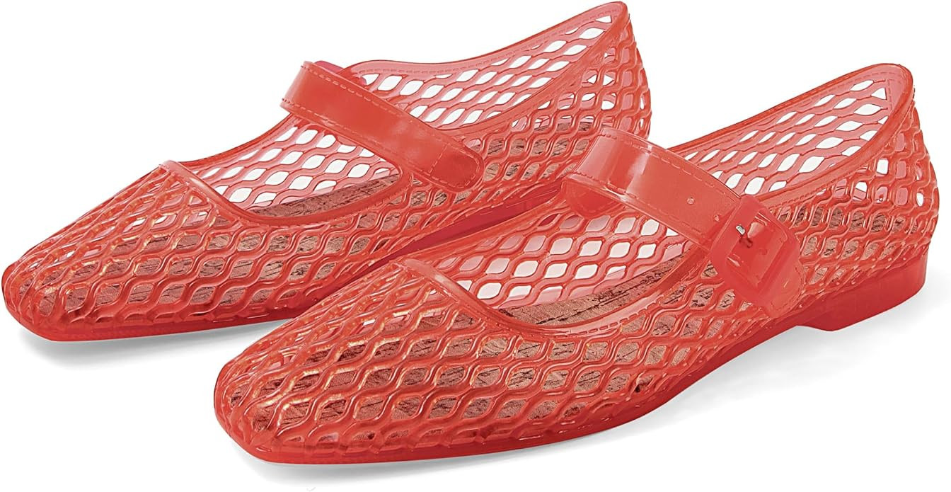 DOEYG Jelly Mary Ballet Flats for Women Jelly Sandals Shoes Women Beach Jellies Mary Jane Flats B... | Amazon (US)